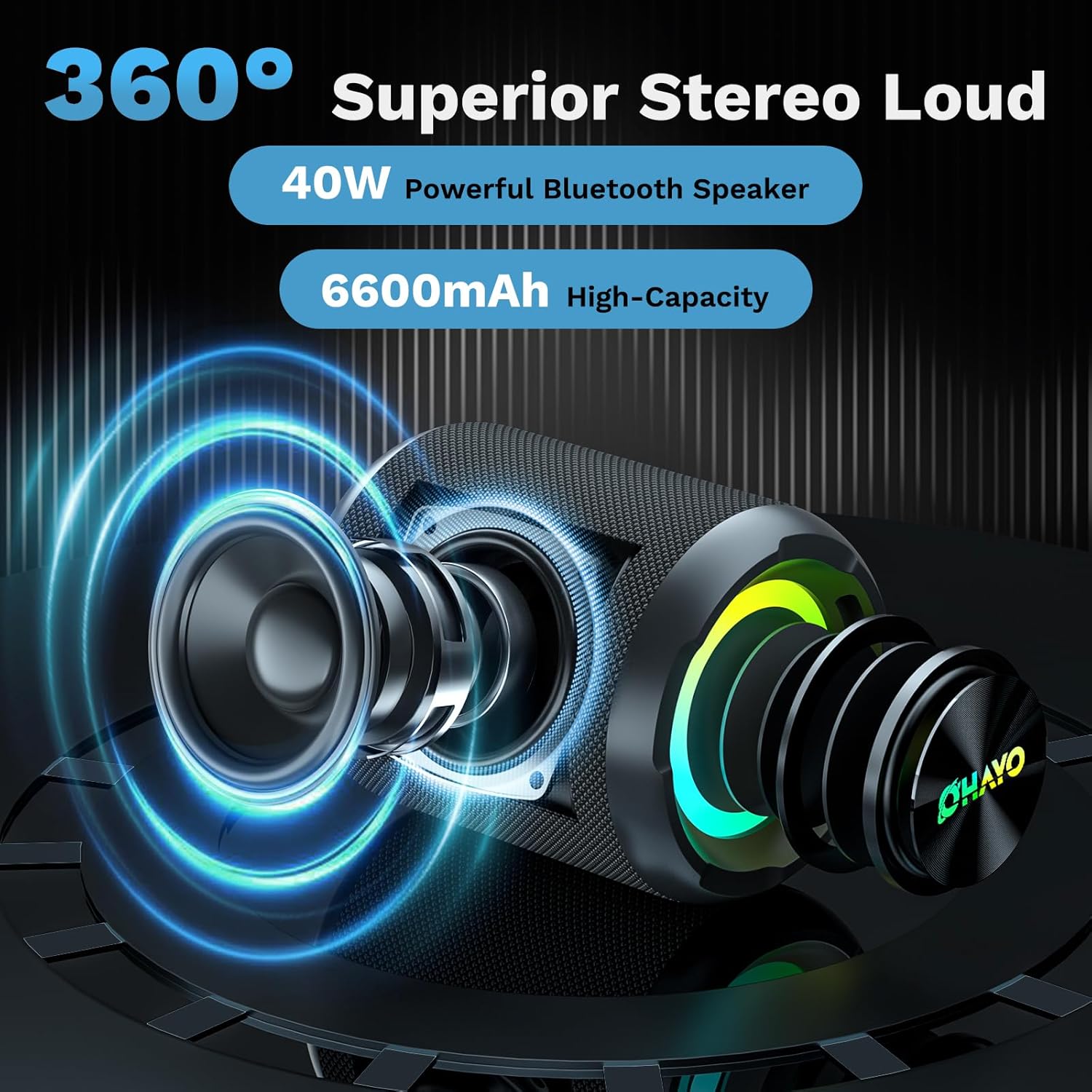 OHAYO Altavoz Bluetooth portát - Portable Bluetooth Speaker Waterproof Ipx7 reseña y precio